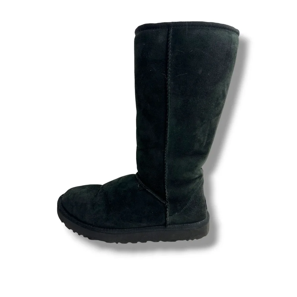 UGG Classic Tall II Black Suede Sheepskin Boots 1016224 Womens Size 9